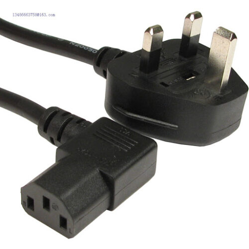 unnamed UK Power Cords, BSI 1363 Plug to IEC 60320 C13 Left Angle Connector, Type G, 3 poles Plug, ASTA Certified
