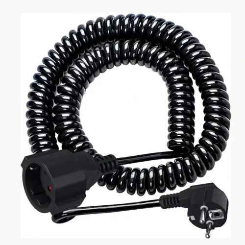 European Schuko Spring Coiled Power Extension Cable