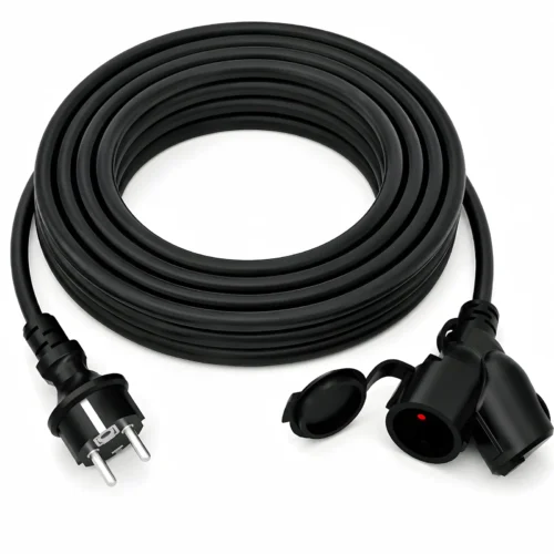 Custom IP44 Waterproof 2-Way Schuko Extension Cable (CEE 7/7, 2 Outlets)