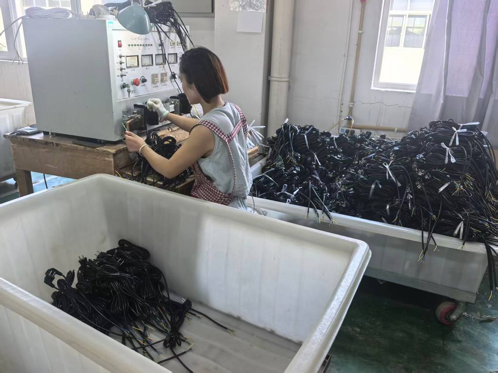 Quality Control Power Cord Manufacturing Workshop